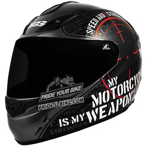 Мотошлем дорожный - Speed and Strength My Motorcycle is My Weapon 