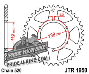 Звезда задняя JT Sprockets JTR1950