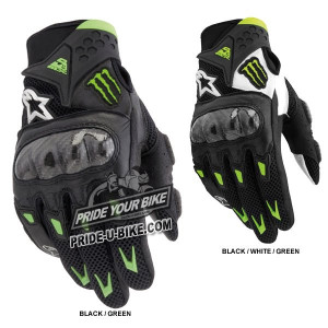 Кожано-текстильные мотоперчатки Alpinestars M10 Air Carbon Monster Energy Кожано-текстильные мотоперчатки Alpinestars M10 Air Carbon Monster Energy
